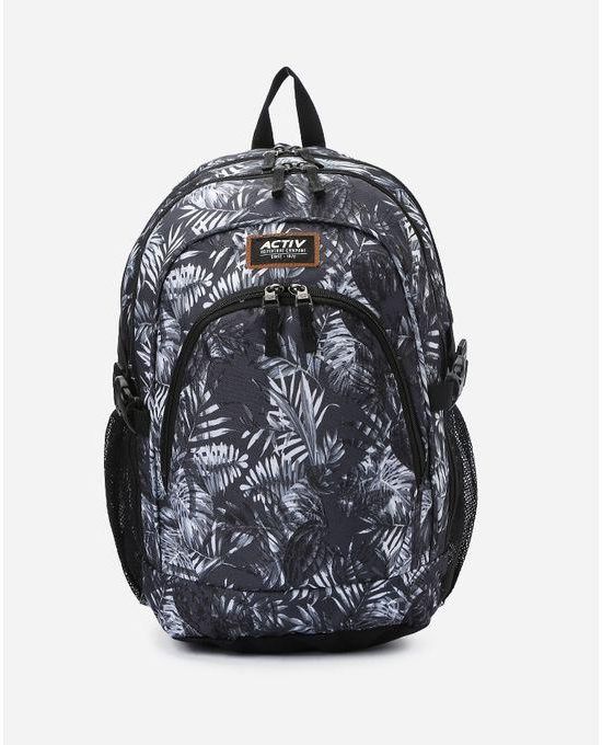 Activ Floral Printed Backpack - Dark Olive & White