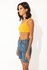 Belle Square Neck Cropped Tank Top - Mustard