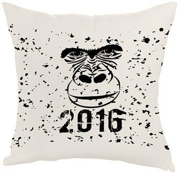 Year 2016 Printed Pillow cover White/Black 40 x 40cm