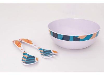 Bright Designs Melamine Round Serving Bowl Set of 3 with fork and spoon AI