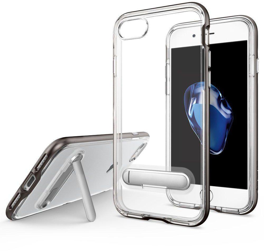 Slim Transparent Silicone Case Cover with Built-in Kickstand for iPhone 6, 6S in Clear Silver