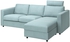 VIMLE Cover 3-seat sofa w chaise longue - with headrest Saxemara/light blue