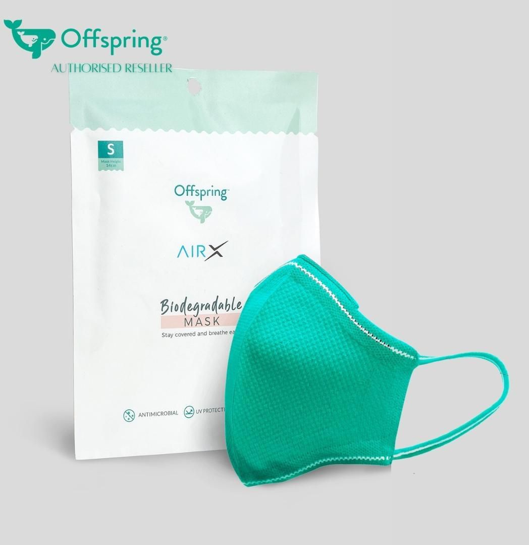 Offspring + AirX Biodegradable Kids Face Mask One Piece (Emerald Green)