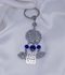Unisex Key Chain Silvery Metal With Blue Crystal