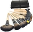 Wooden 24 Pieces Professional Makeup Brush Set Cosmetic Brushes Kit Set with Folding PU Leather Bag [Black]
