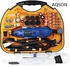 AQSON Die Grinder Tool Kit with MultiPro Keyless Chuck and Flex Shaft - 211pcs Accessories Variable Speed 130W Electric Drill Set for Grinding Engraving Crafting Projects and DIY Creations