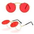 Double Lens Flip Up Lens Steampunk Vintage Retro Style Round Sunglasses - Red