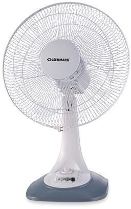 Olsenmark - OMF1699 Table Fan, 16 Inch - Piano Switches - 3 Speed Setting - 120 Ribbed Grills, 5 Leaf ABS Transparent Blades