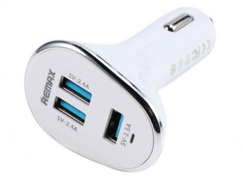 Remax 3 USB Port Car Charger 6.3A ‫( 1.5A 2.4A 2.4A ) For All Smartphones and Tablets / White