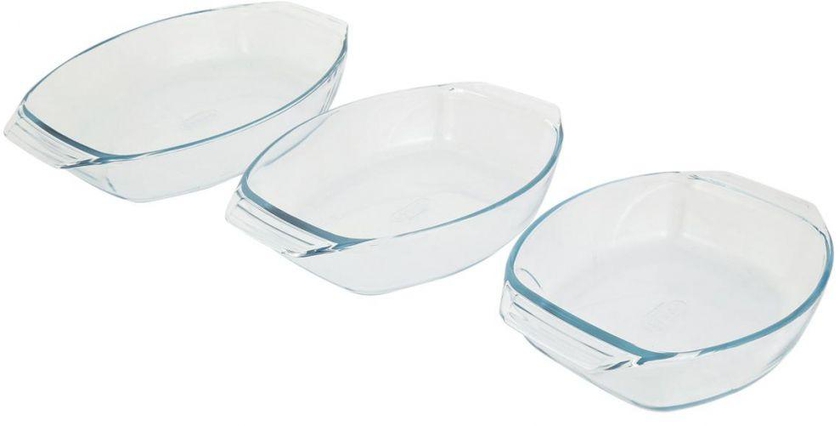 Pyrex 3 Piece Glass Oval Roasters, Clear - PYR-912S804/6142-0