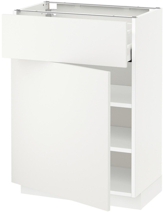 METOD / MAXIMERA Base cabinet with drawer/door, white, Häggeby white, 60x37 cm