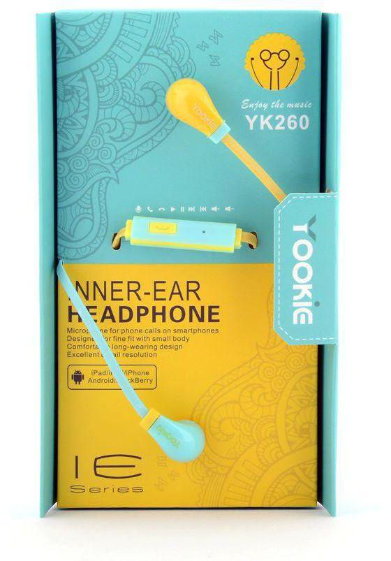 Yookie earphone yk260 terquoise / yellow