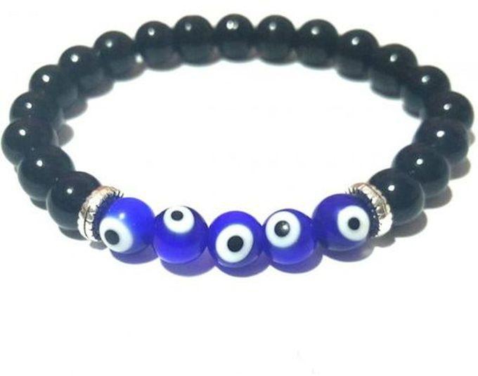 Black Beads Bracelet And Blue Onyx Eyes