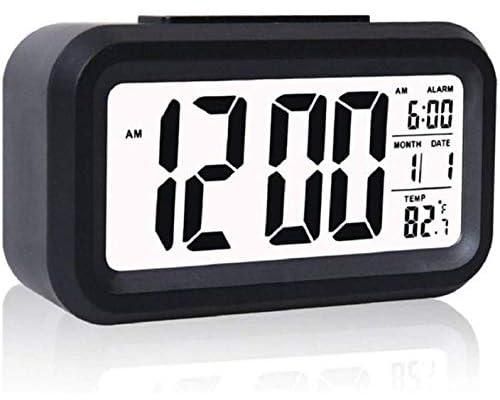 JASIFS Digital Alarm Clock Table Office Clock with Date Time Temperature Night Light Sensor