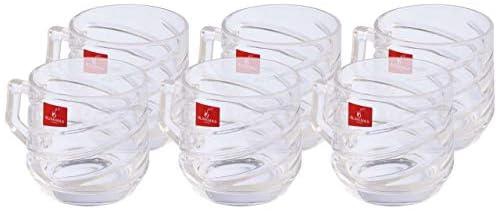 Blinkmax Wave Patterend Glass Coffee Mug Set, 7 x 7.5 cm - 6 Pieces