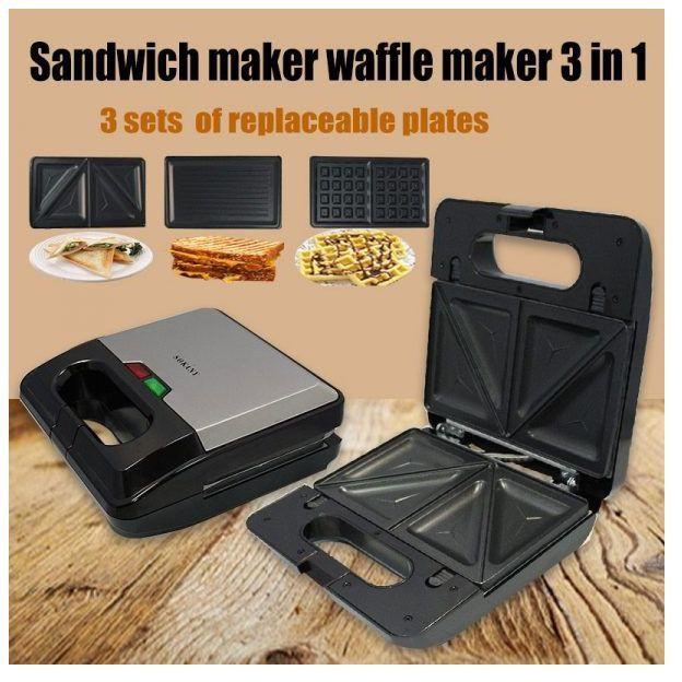 Sokany 3 IN 1 Multifunctional SANDWICH MAKER (Grill ,Waffle,Toast)- ( KJ-303)