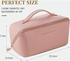 High Quality Leather Large Travel Cosmetic Bag- Pink