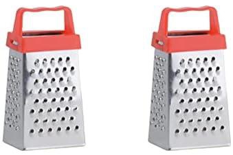 Stainless steel grater with plastic handle for kitchen set of 2 pieces - silver orange104162