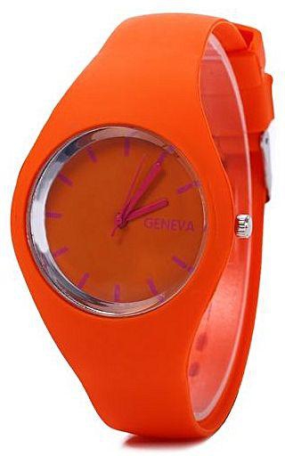 Generic Fashional Quartz Watch Silicone Band Ultrathin Sports Wristwatch For Women-ORANGE