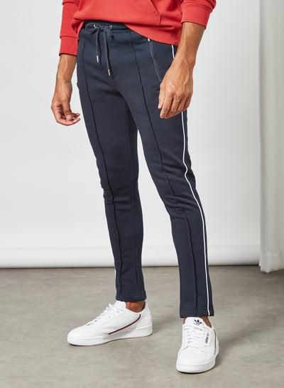 Contrast Piping Joggers Navy