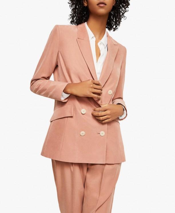 Brown Double-Breasted Suit Blazer