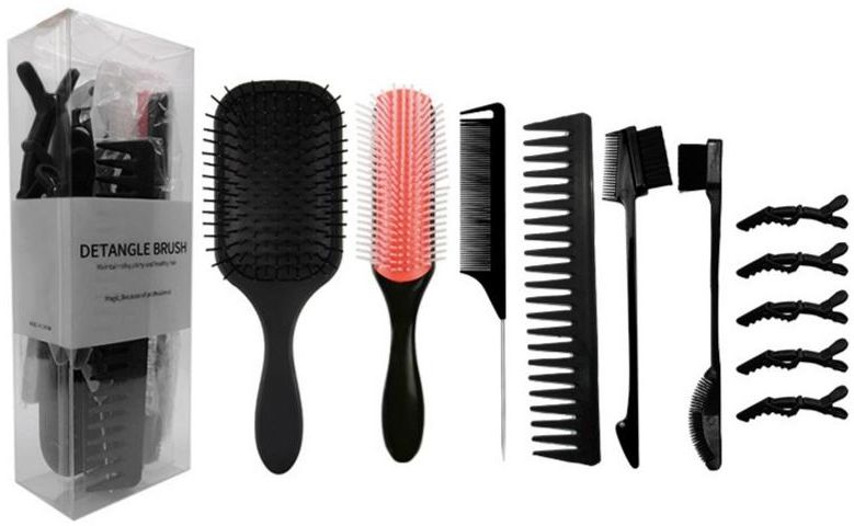 PROFESSIONAL Detangle Hair Styling Brush Box Set - 11PCS