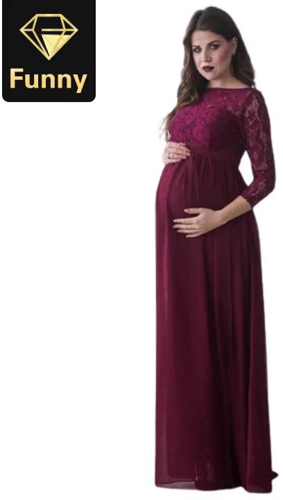 2021 High quality Elegant Bodycon Midi Dress Pregnant Women's Lace Maternity Dress Maxi Loose Gown  Dresses Clothes