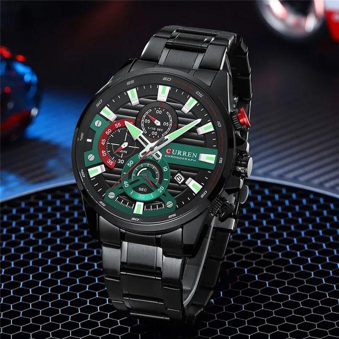 Curren 8415 Black Green Quartz Watch Business Men Sport Wristwatch