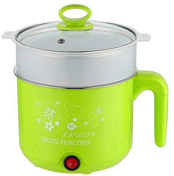 Generic 1.8L Stainless Steel Electric Cooker With Steamer Hot Pot Rice Cooker Soup Pot*Green