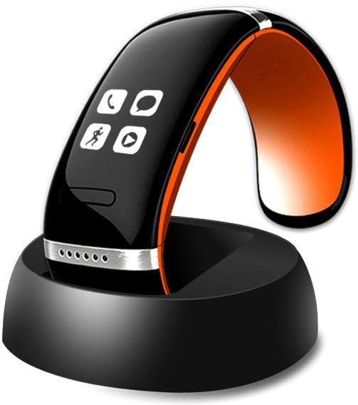 Smart Bluetooth Watch Bracelet for Smart Phones Black and Orange