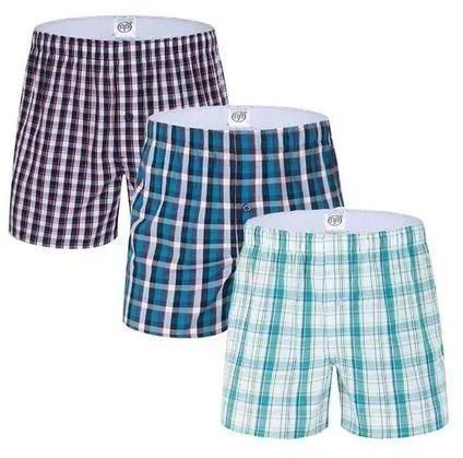 Fashion Checked Cotton Boxer Shorts - 3 Pieces - Assorted