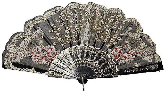 Vintage Bamboo Chinese Dance Party Pocket Folding Hand Flower Held Fan&Cover Bag 