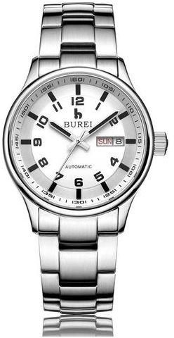Louis Will BUREI Men's Business And Leisure Stainless Steel Watches Luxury Automatic Mechanical Watch Manufacturers (Silver)