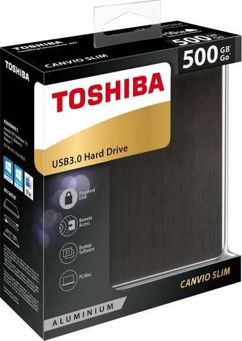 Toshiba 500GB Canvio Slim USB 3.0 2.5 Inch External Hard Drive - Black | HDTD205EK3DA