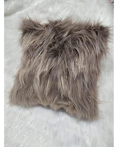 Beige Decorative fur cushion