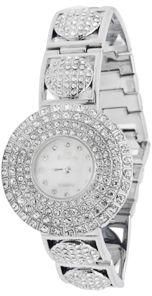 Stylish Lady Silver Stainless Steel Crystal Bracelet Wrist Watch (PGT2030MSSW)