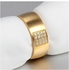 Venico High Quanlity Fashion Personality 18K Gold Plated Titanium Steel Diamond Zircon Crystal Mens Ring Size :6-13