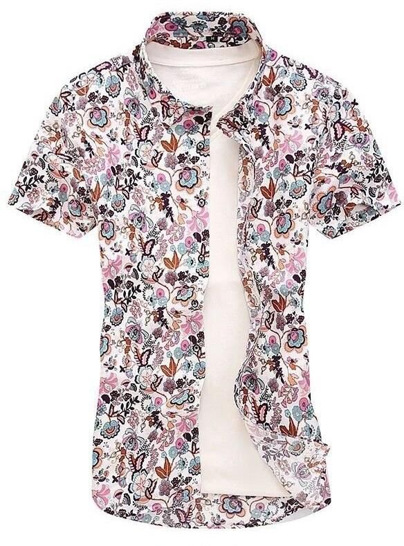 Kemeja Batik Men's Casual Summer Floral Shirt Code-13 - 7 Sizes