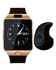 DZ09 Bluetooth Smart Watch Phone Call + Mini Bluetooth Headset - Smart Watch Gold/ Bluetooth Headset Black