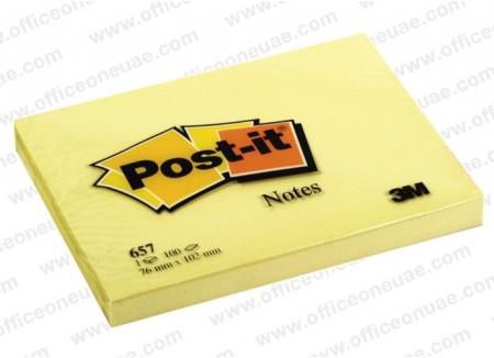 3M Post-it Notes 657, 3 x 4 inches, Canary Yellow
