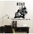Cool Motorcycle Silhouette With Bedroom Living Room Study Background Decoration Wall Sticker Black 50*70cm