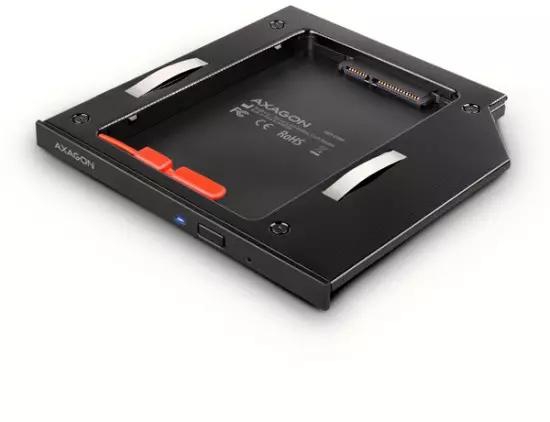 AXAGON RSS-CD09 frame for 2.5&quot; SSD/HDD in DVD slot, 9.5 mm, LED, aluminum | Gear-up.me