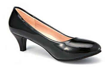 Fashion Ladies Classic Closed Toe Low Heels - Black