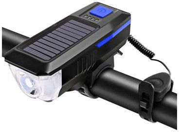 Waterproof Solar-USB Charging Bike Light Horn 11x4x3.5cm