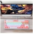 87 Keys Wired Mixed Light Keyboard With Mechanical Blue Switch Suspension Button Pink & White