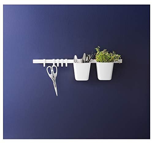 Ikea Sunnersta Kitchen Space Saver, Rail With 5 Hooks and 2 Containers, White