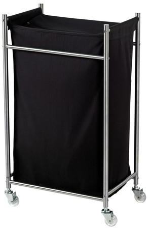 GRUNDTAL Laundry bag with castors, stainless steel, black