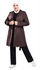 Smoky Egypt Self Striped Shawl Collar Coat With Lining And Belt - Brown