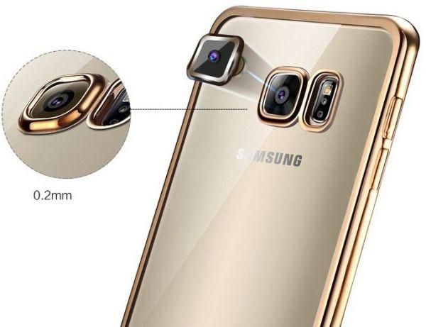Clear Back case for Samsung Galaxy S7 ultra thin with Gold sides