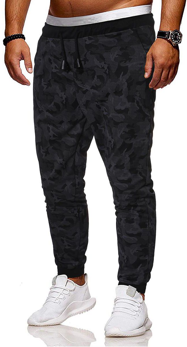 Men's Casual Pants Camouflage Pattern Drawstring Waist Ankle Tied Pants